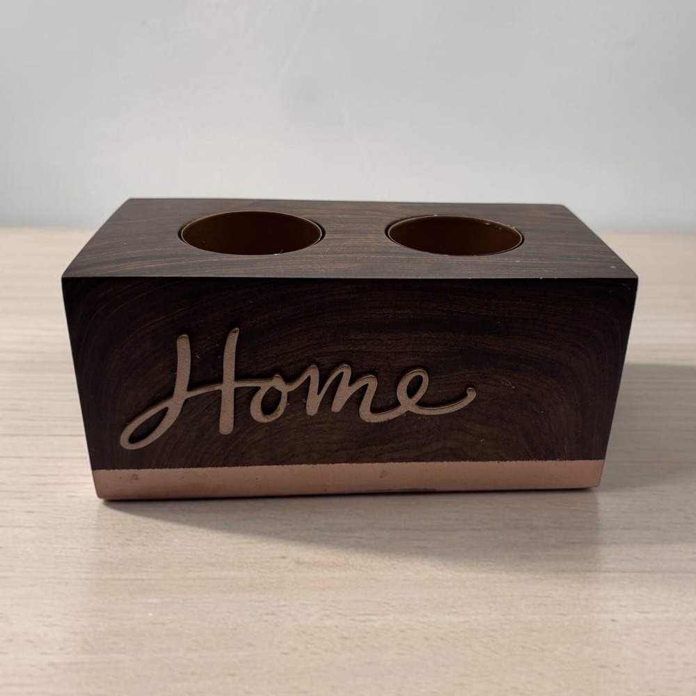 Yankee Candle HOME Scentiment Series Tealight Wood Block Candle Holder